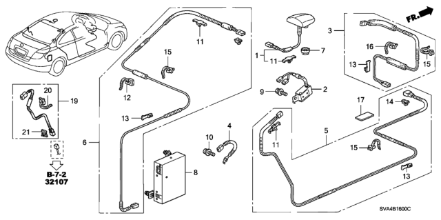 2008 Honda Civic Antenna Assembly, Xm (Fiji Blue Pearl) Diagram for 39150-SVA-A01ZA