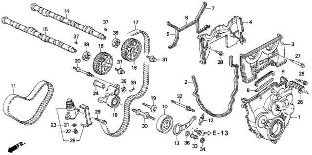 1996 Honda Prelude Camshaft, Exhuast Diagram for 14121-P13-000