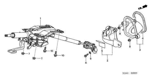 2007 Honda Accord Hybrid 4 Door HYBRID KA 5AT Steering Column Diagram