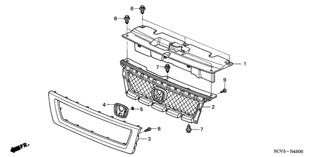 2005 Honda Element Front Grille Diagram