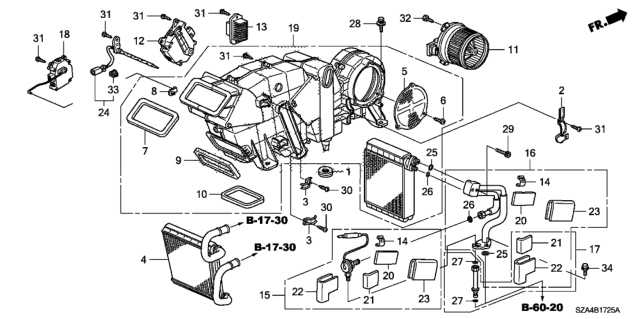 2010 Honda Pilot Rear Heater Unit Diagram