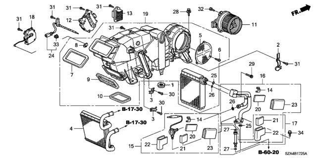 2009 Honda Pilot Evaporator Assembly Diagram for 80225-STX-A03