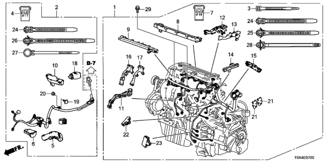 2013 Honda CR-V Sub Cord, Starter Diagram for 32111-R5A-A00