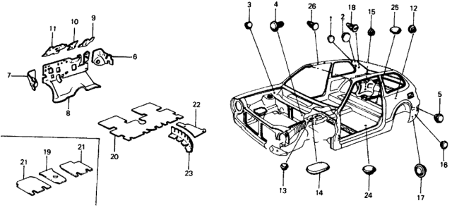 1975 Honda Civic 3 Door ** (1500) KA HMT Insulator Diagram