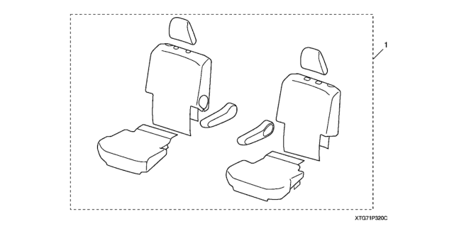 2020 Honda Pilot 5 Door BLACK (AWD) KA 9AT Seat Covers (2Nd Row) Diagram