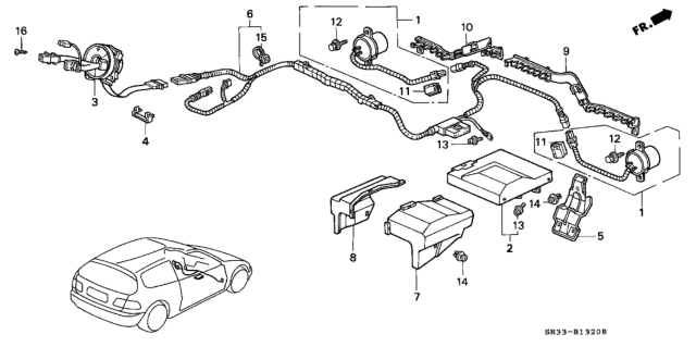 1992 Honda Civic 3 Door VX KA 5MT SRS Unit Diagram