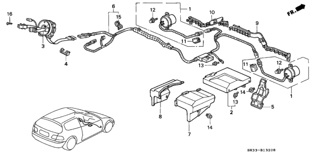 1993 Honda Civic SRS Unit Diagram