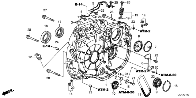 2018 Honda Civic AT Torque Converter Case Diagram