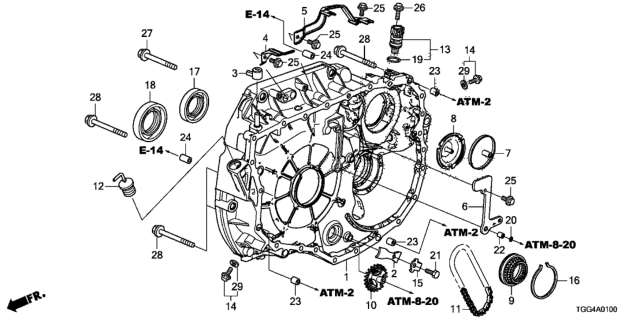 2019 Honda Civic AT Torque Converter Case Diagram