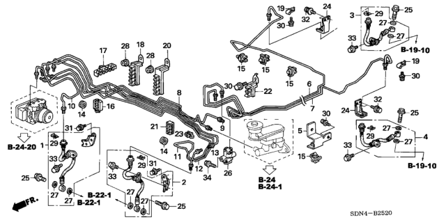 2003 Honda Accord Clip C, Brake Pipe (Tcs) Diagram for 46394-SDB-A00