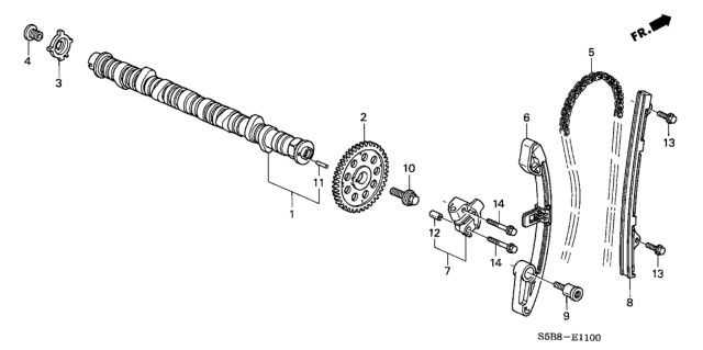 2003 Honda Civic 4 Door MX (HYBRID) KL CVT Camshaft - Cam Chain Diagram