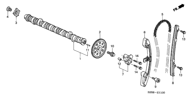 2004 Honda Civic Camshaft Diagram for 14110-PZA-000