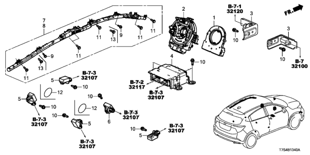 2017 Honda HR-V SRS Unit Diagram