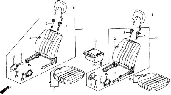 1989 Honda Civic 5 Door ** (WAGOVAN) KA 5MT Front Seat Diagram