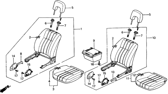 1989 Honda Civic Front Seat Diagram