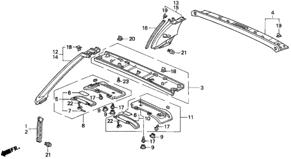 1994 Honda Del Sol 2 Door V-TEC KA 5MT Pillar Garnish Diagram