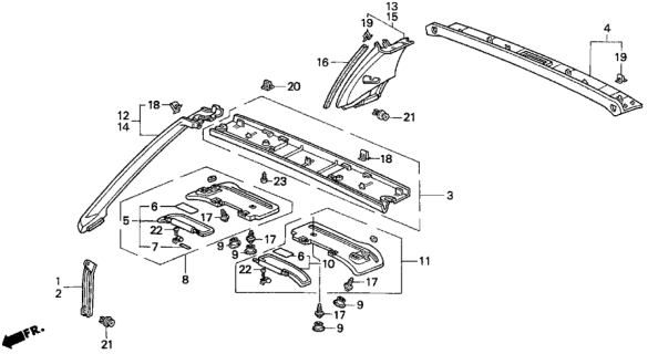 1993 Honda Del Sol Pillar Garnish Diagram