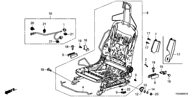 2019 Honda Civic Front Seat Components (Driver Side) (Manual Height) Diagram