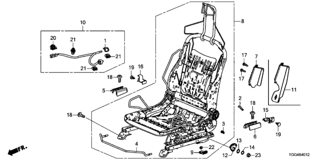 2018 Honda Civic Front Seat Components (Driver Side) (Manual Height) Diagram