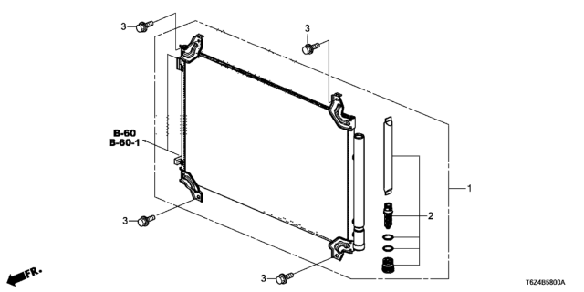 2017 Honda Ridgeline 4 Door RTL (2WD) KA 6AT A/C Condenser Diagram