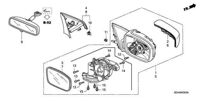 2007 Honda Accord Mirror Assembly, Driver Side Door (Lever) Diagram for 76250-SDA-A03