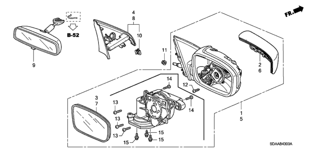 2007 Honda Accord Housing Cap, Passenger Side Diagram for 76201-SDA-A01