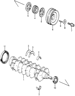 1985 Honda Accord Pulley, Crankshaft Diagram for 13810-PD6-003