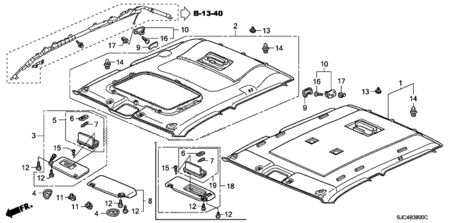 2007 Honda Ridgeline Sunvisor Assembly, Driver Side (Clear Gray) (Mirror) Diagram for 83280-SJC-A11ZB