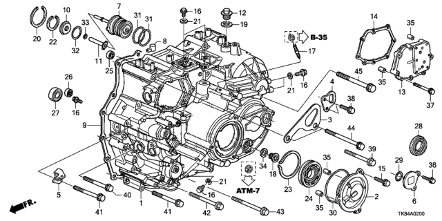 2011 Honda Odyssey AT Transmission Case Diagram