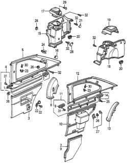 1985 Honda Accord Lining, L. RR. Side *YR82L* (ARK TAN) Diagram for 83831-SA5-010ZT