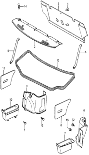 1982 Honda Prelude Tray, R. Trunk Side Diagram for 83824-692-010