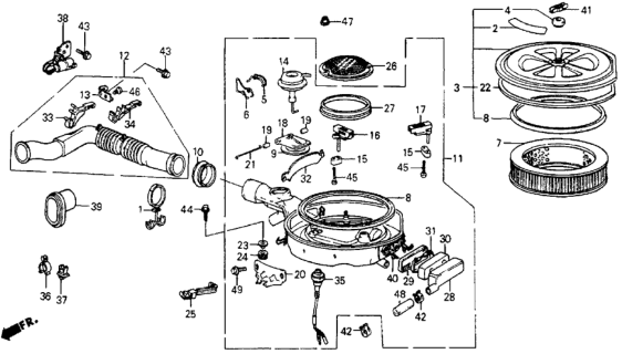 1987 Honda CRX 2 Door HF KA 5MT Air Cleaner Diagram