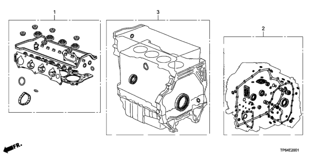 2013 Honda Crosstour 5 Door EXL (4 CYLINDER) KA 5AT Gasket Kit (L4) Diagram