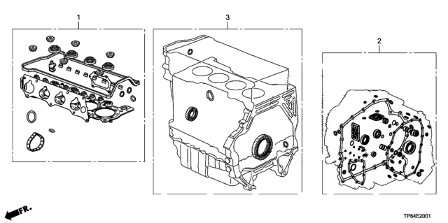 2012 Honda Crosstour Gasket Kit, AT Transmission Diagram for 06112-RY6-000