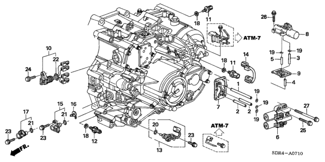 2005 Honda Accord Hybrid Sensor Assy., Temperature (ATf) Diagram for 28650-RJB-004