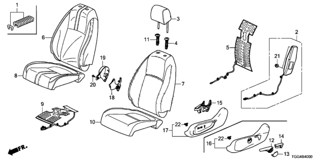 2018 Honda Civic Cover, Left Front Seat Cushion Trim (Cashmere Ivory) Diagram for 81531-TGG-A31ZA