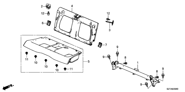 2014 Honda CR-Z Striker, L. RR. Seat Diagram for 82680-SZT-G11