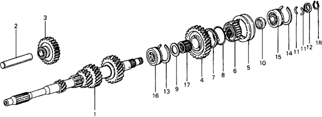 1978 Honda Civic 5MT Mainshaft - Mainshaft Gears Diagram