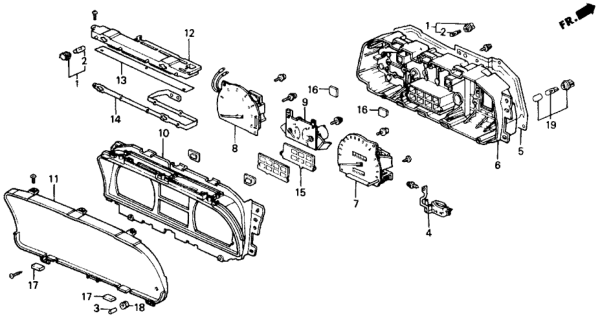 1988 Honda Civic Meter Components (Denso) Diagram