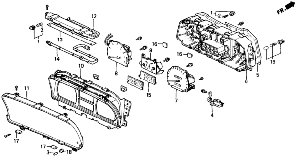 1989 Honda Civic Meter Components (Denso) Diagram