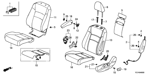 2017 Honda Pilot Front Seat (Driver Side) Diagram