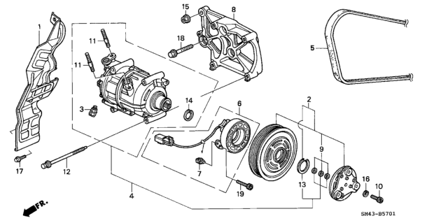 1993 Honda Accord A/C Compressor Diagram