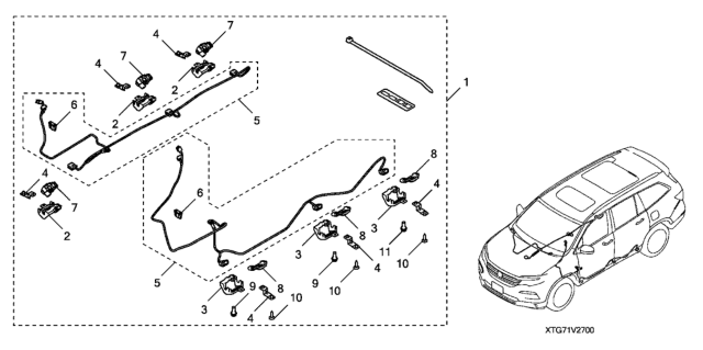 2020 Honda Passport 5 Door EXL (2WD) KA 9AT Welcome Lights - Side (White) Diagram