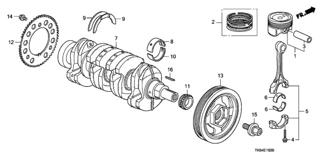 2012 Honda Fit Crankshaft Diagram for 13310-RB1-000