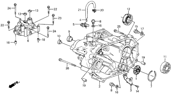 1990 Honda Civic 5 Door 4WD (1600) KA 5MT MT Transmission Housing Diagram