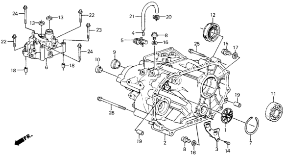 1990 Honda Civic MT Transmission Housing Diagram