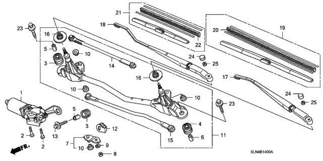 2007 Honda Fit Link, FR. Wiper Diagram for 76530-SLN-A01