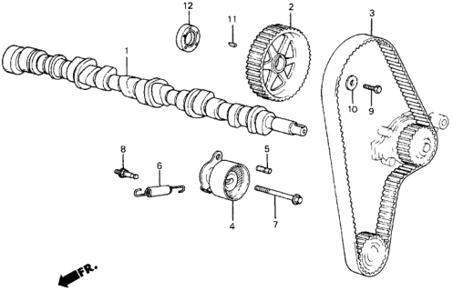 1984 Honda Civic 5 Door DX KA 5MT Camshaft - Timing Belt Diagram