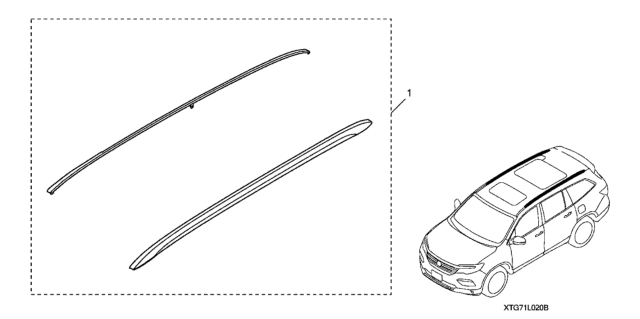2020 Honda Pilot 5 Door ELITE (AWD) KA 9AT Roof Rail Covers Diagram