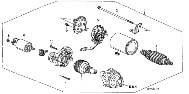 2007 Honda Accord Starter Motor Assembly (Reman) Diagram for 31200-RCA-A02RM